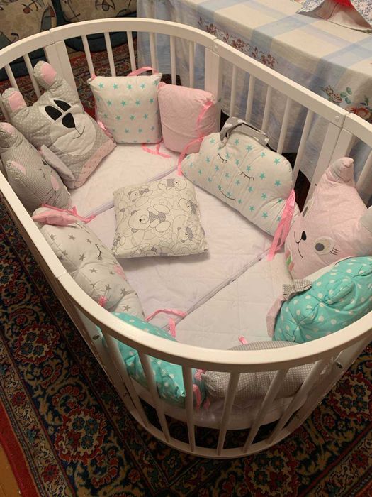 Дитяче ліжко-трансформер 7в1 + матрац+постіль+подушки БУ висока якість