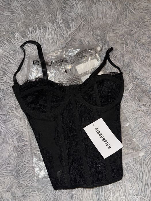 Корсет чорний кружевний