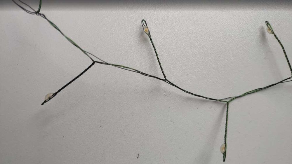 Гірлянда мішура хвойна лапа 50м теплий білий на зеленому дроті