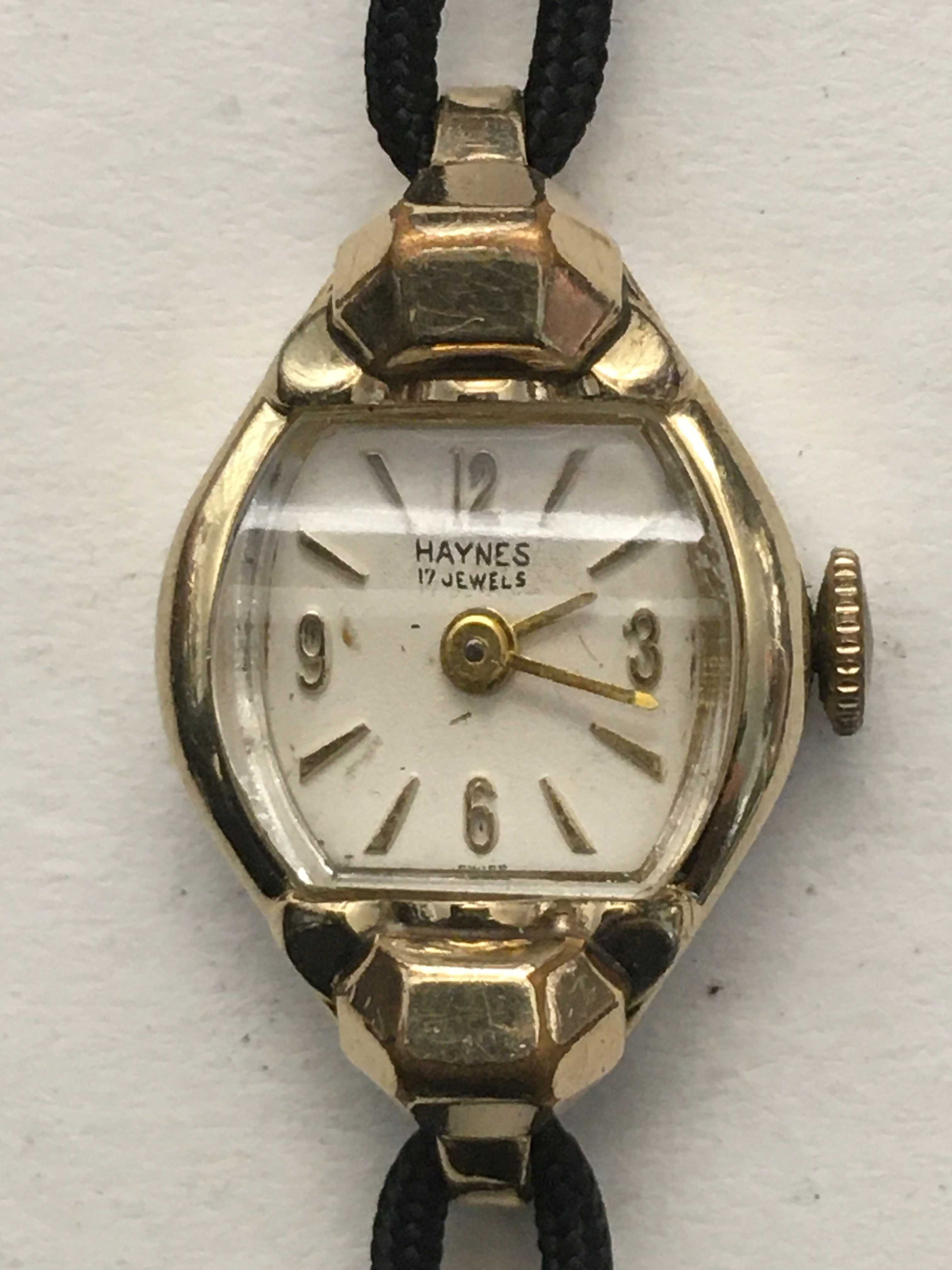 Kolekcjonerski damski zegarek mechaniczny HAYNES 17j złocony