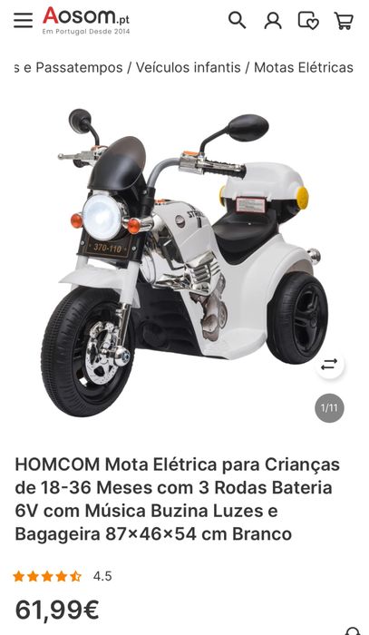 Motocicleta Elétrica Infantil