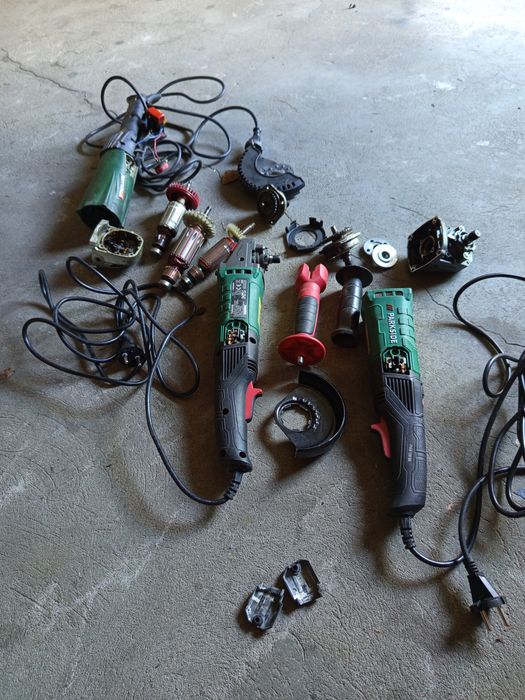 Zestaw uszkodzonych szlifierek parkside