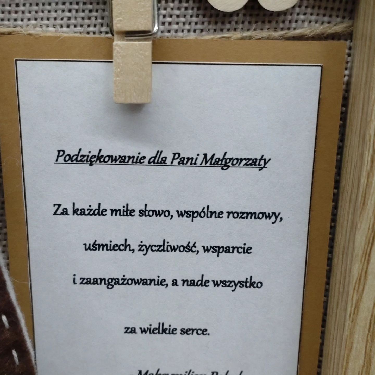 Metryczka podziękowanie prezent dla nauczyciela sowa handmade