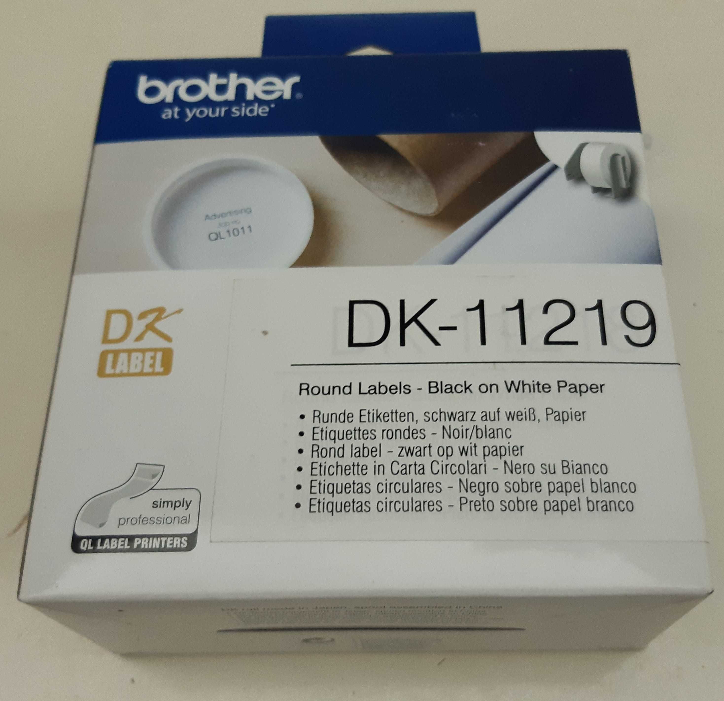 Cx. 1200 Etiquetas Circulares 12mm Autocolantes Nova BROTHER DK-11219
