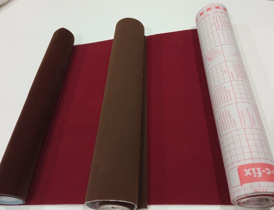 Papel de veludo (autocolante/autoadesivo) - castanho e bordeaux