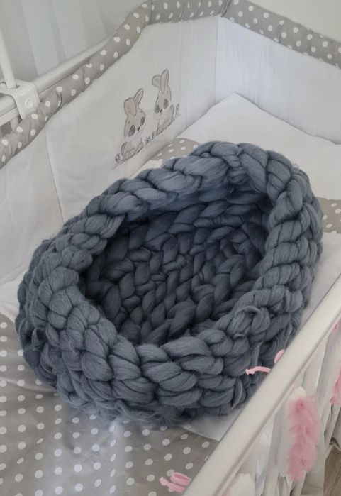 Kokon, gniazdo wełniane niemowlęce hand made, ręcznie robione nowe