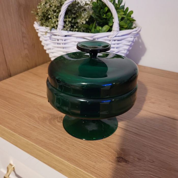 Cukiernica vintage retro butelkowa zieleń PRL