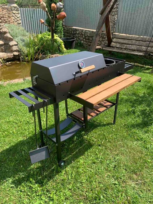 Великий мангал-барбекю на 13 шампурів з термометром! Мангал 5 мм