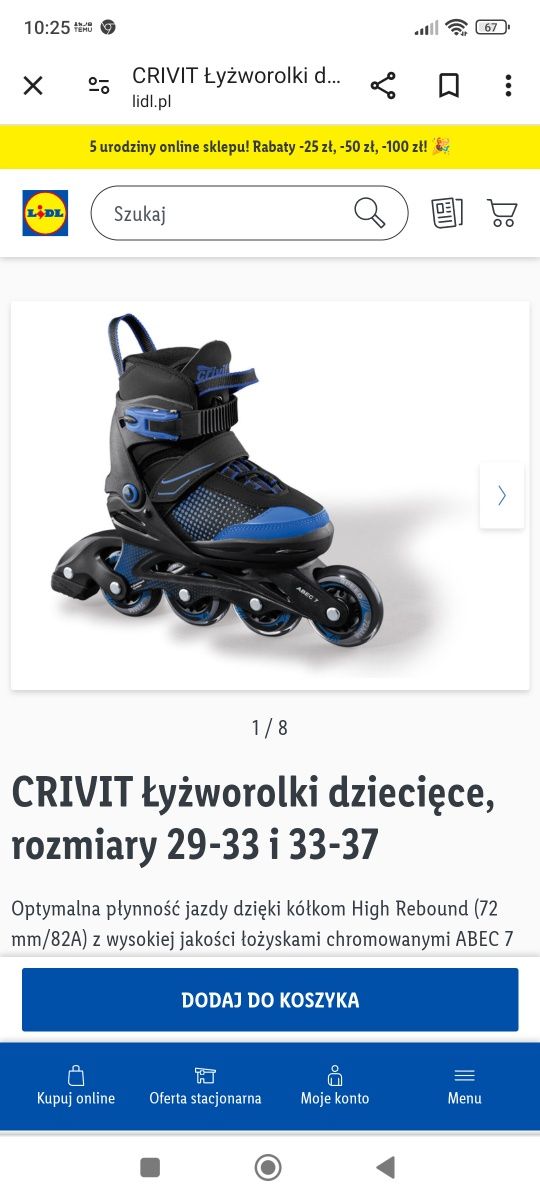 Rolki crivit 29-33 rozmiar