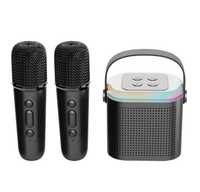 Microfone duplo Karaoke, portátil, alto-falante Bluetooth