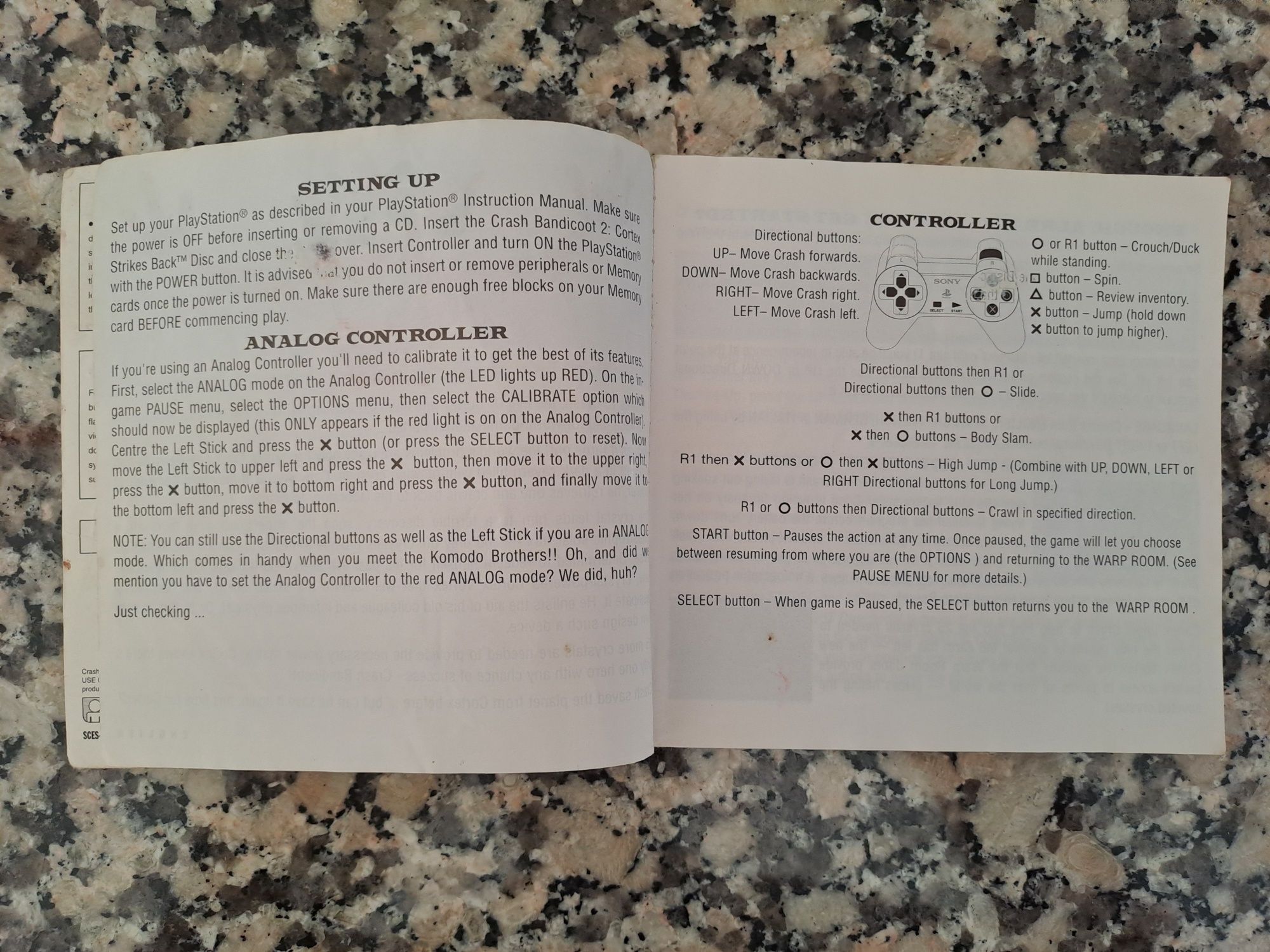 Manual original do jogo Crash Bandicoot 2
