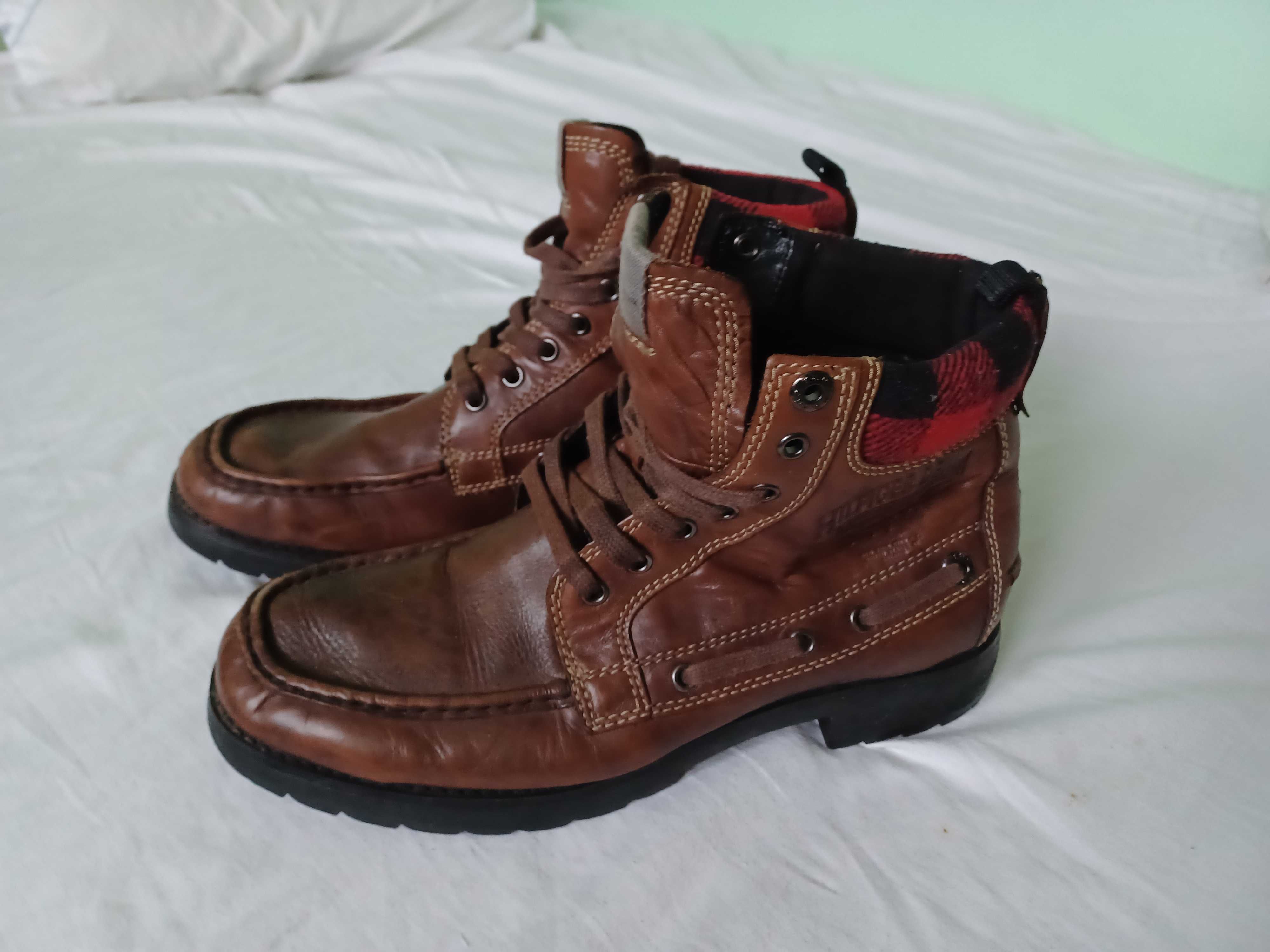 Skórzane Trapery/Trzewiki BRĄZ marki Tommy Hilfiger rozmiar 42