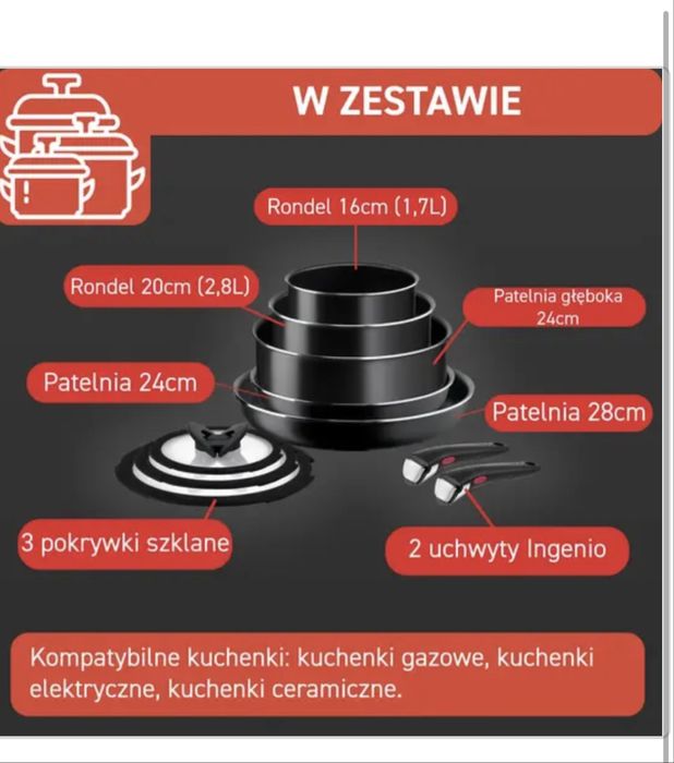 Zestaw garnków i patelnii TEFAL Ingenio Easy Cook & Clean