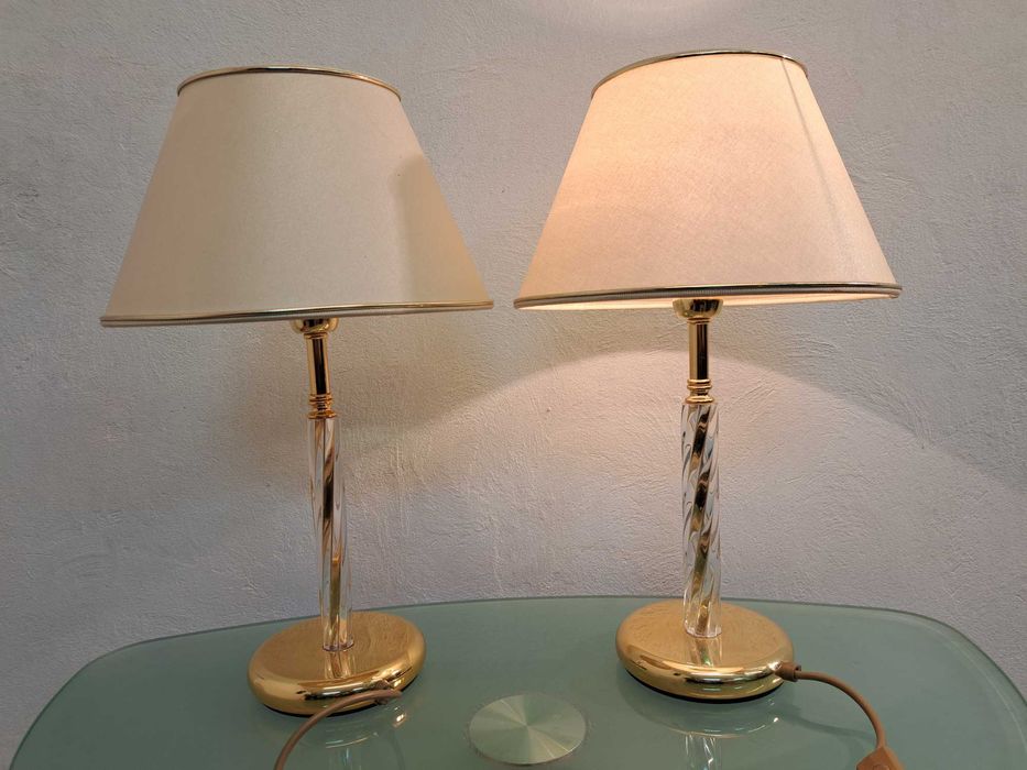 Lampa stołowa nocna mosiężna Nachtmann kryształowy trzon Lichtstudio