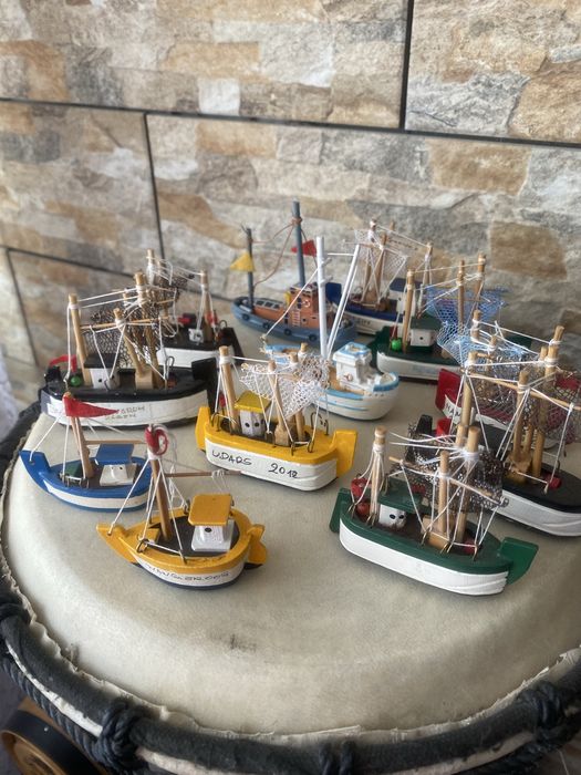 Modele drewniane kutrow rybackich zestaw 12 szt