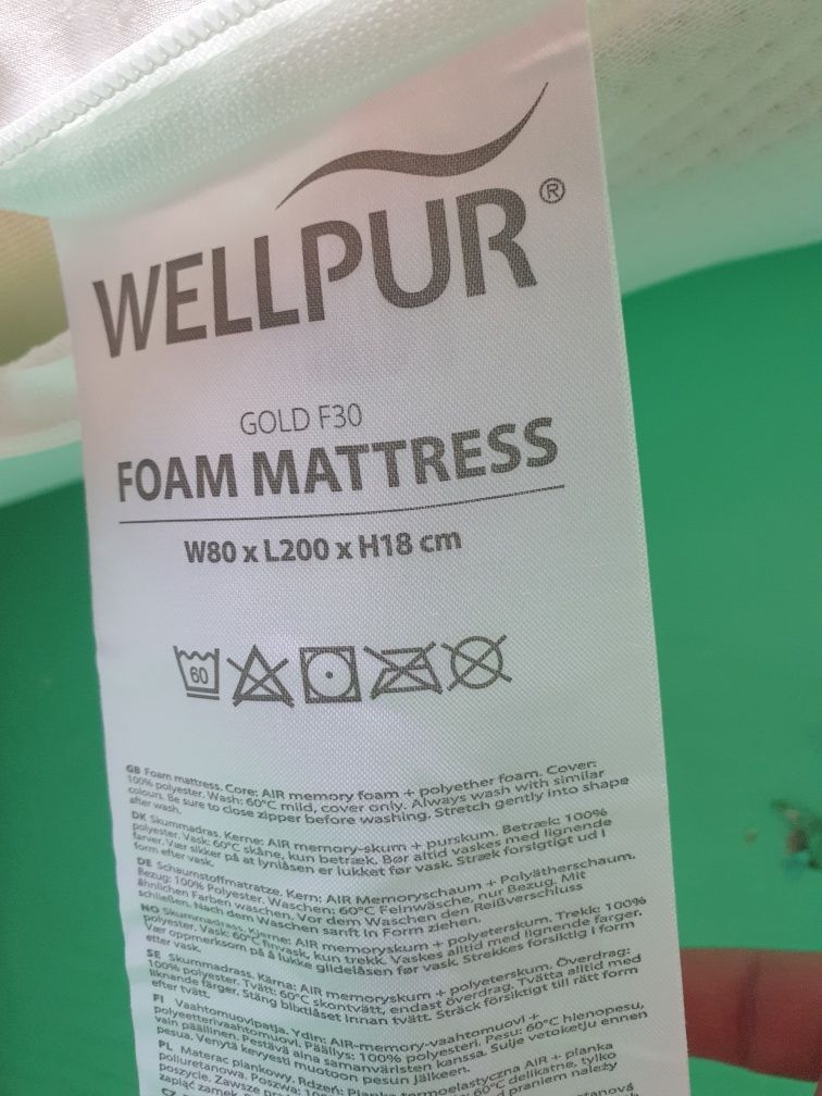 Materac piankowy wellpur gold f30 80x200 gr. 18