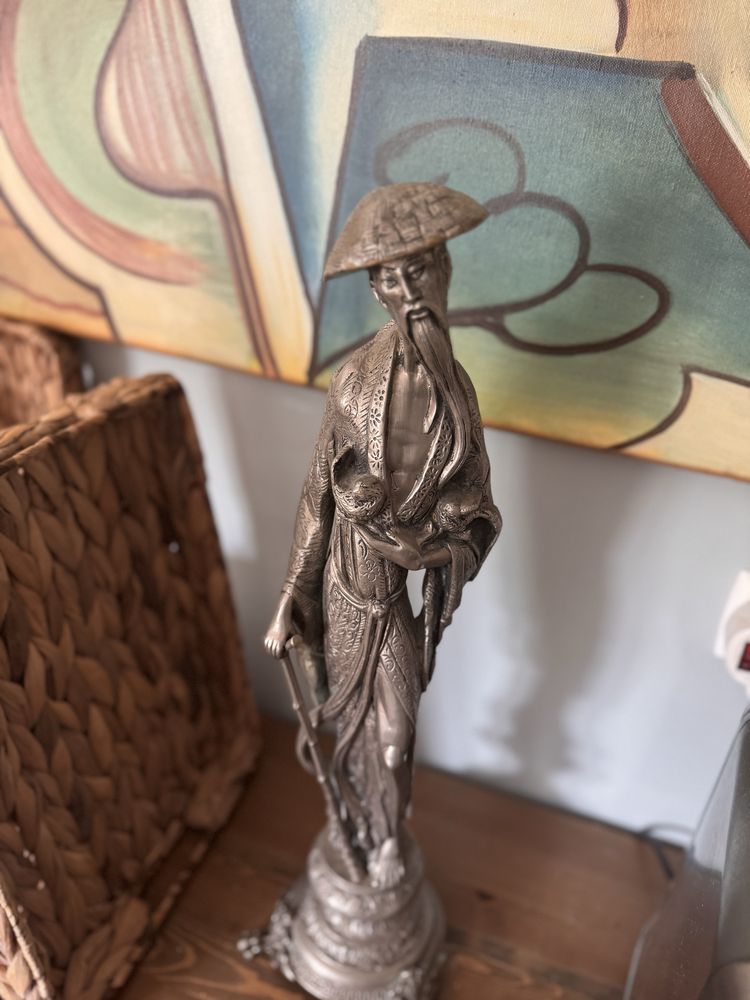 Vintage Estatua Juiz chinês em Estanho maciço