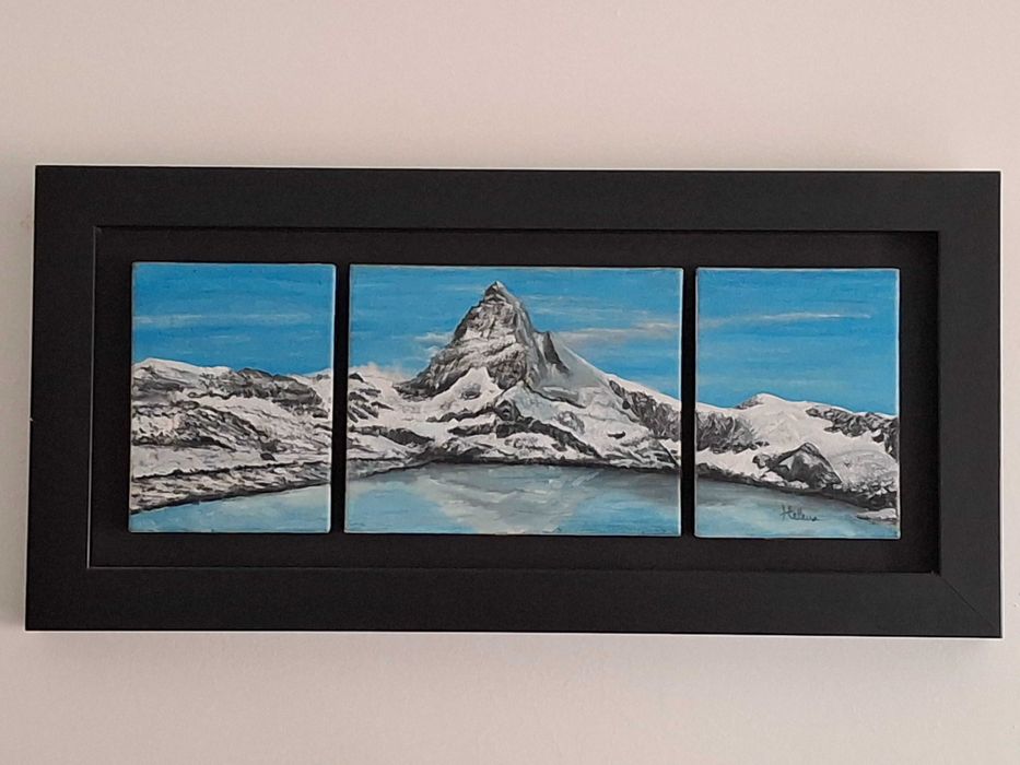 Quadro a óleo "Monte Gelado" com boa moldura de madeira