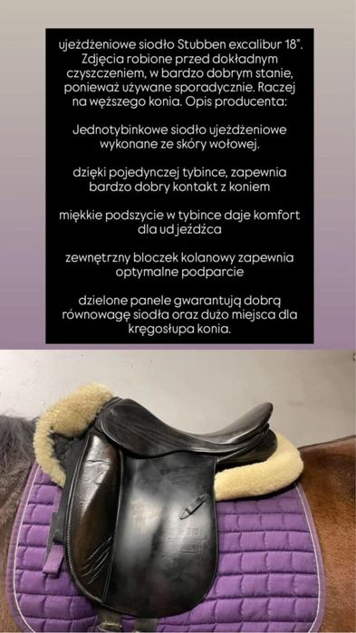 Siodło ujeżdżeniowe Stubben Excalibur 18.