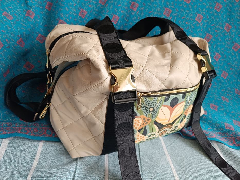 EGO torebka shopper fitnesówka  skóra ekologiczna kremowa