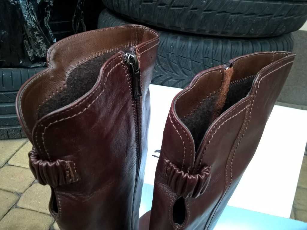 NOWE Buty-Kozaki damskie OFICERKI37 Natural skóra100% BRĄZ I-Klasa Gw6