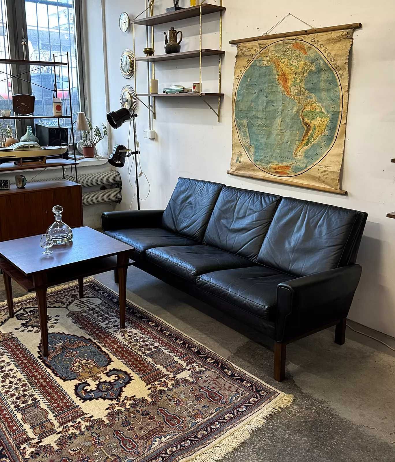Sofa skórzana 3 os., Dania lata 60/70, vntg, mid-c modern