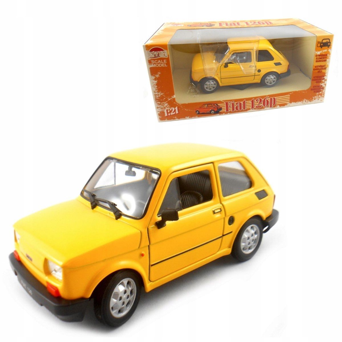 Fiat 126p Maluch PRL żółty skala 1:21 Welly