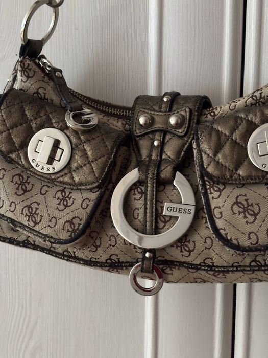 Torebka Guess vintage y2k beżowa z klamrą brąz