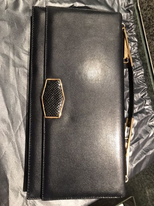 Carteira-Pochete luxo mao azul escuro/ Pele+cobra luxo