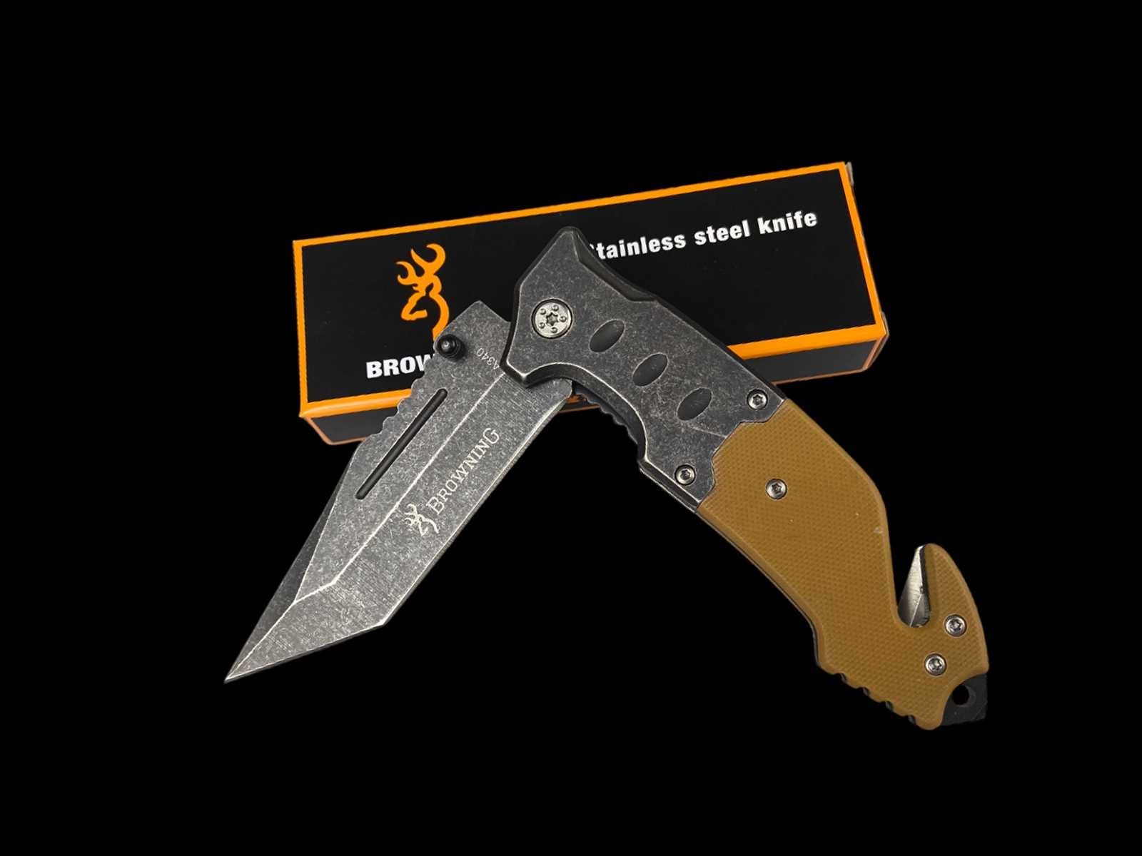 Nóż scyzoryk TAKTYCZNY BROWNING survival myśliwski TANTO BR3