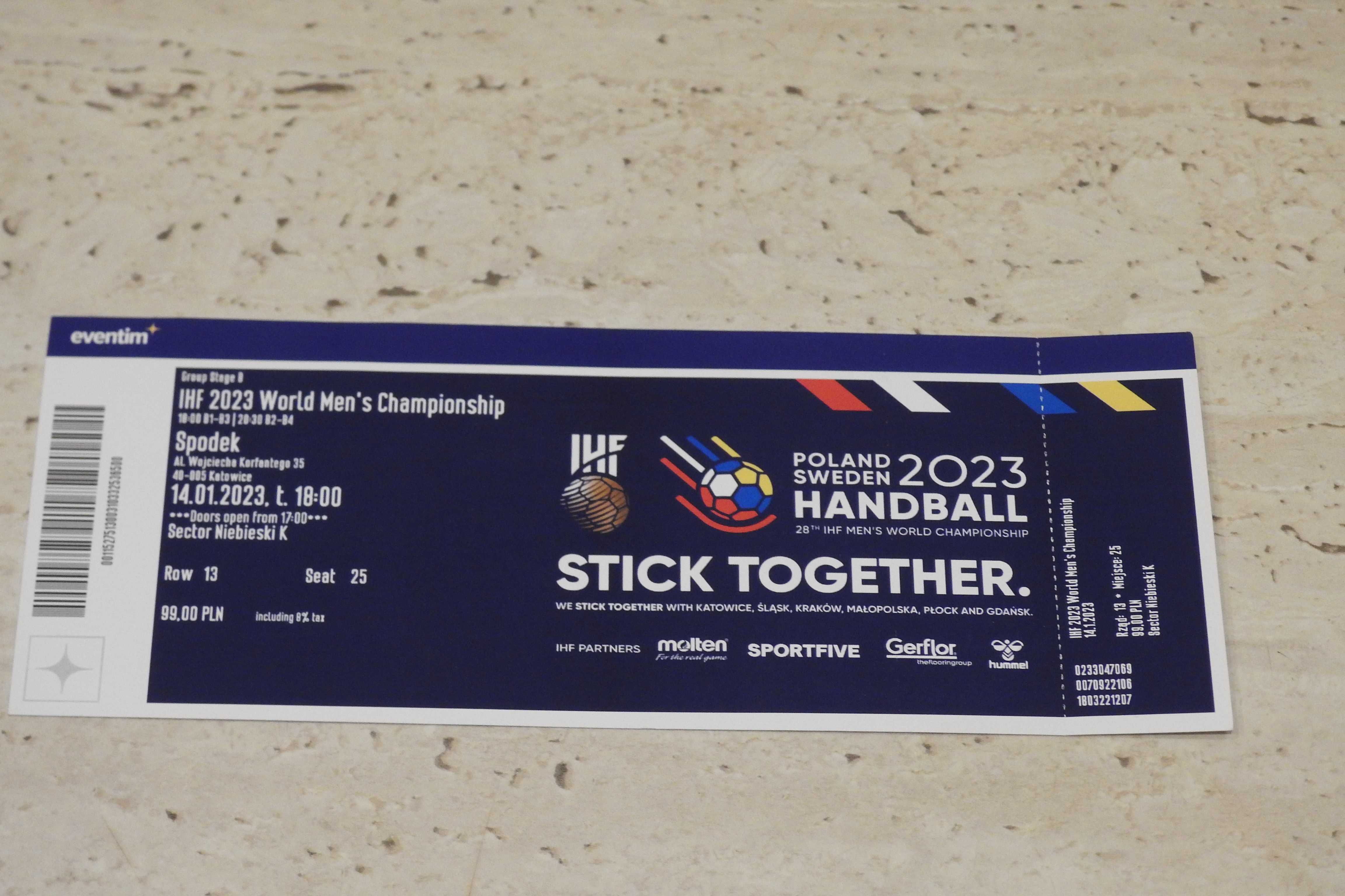Bilet Mistrzostwa Świata w Piłce Ręcznej Polska Szwecja 2023 Handball