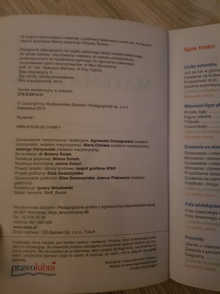 Podręcznik Matematyka wokół nas klasa 6 WSiP