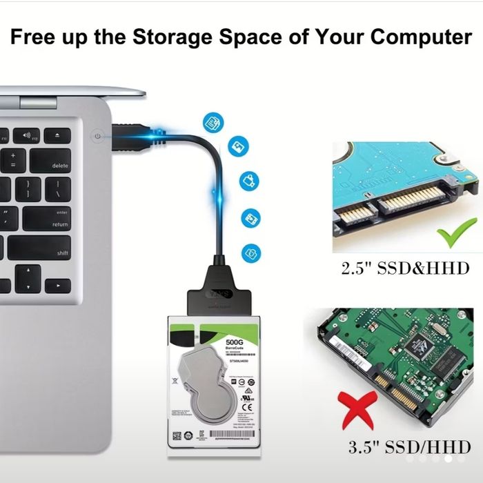 кабель адаптер високошвидкісний USB 3.0 до SATA III для 2.5-дюймових H