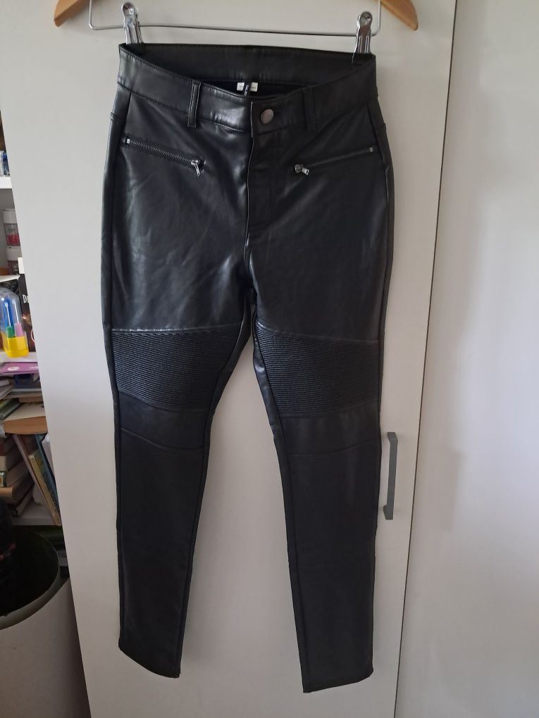Leginsy biker skiny z imitacji skóry
