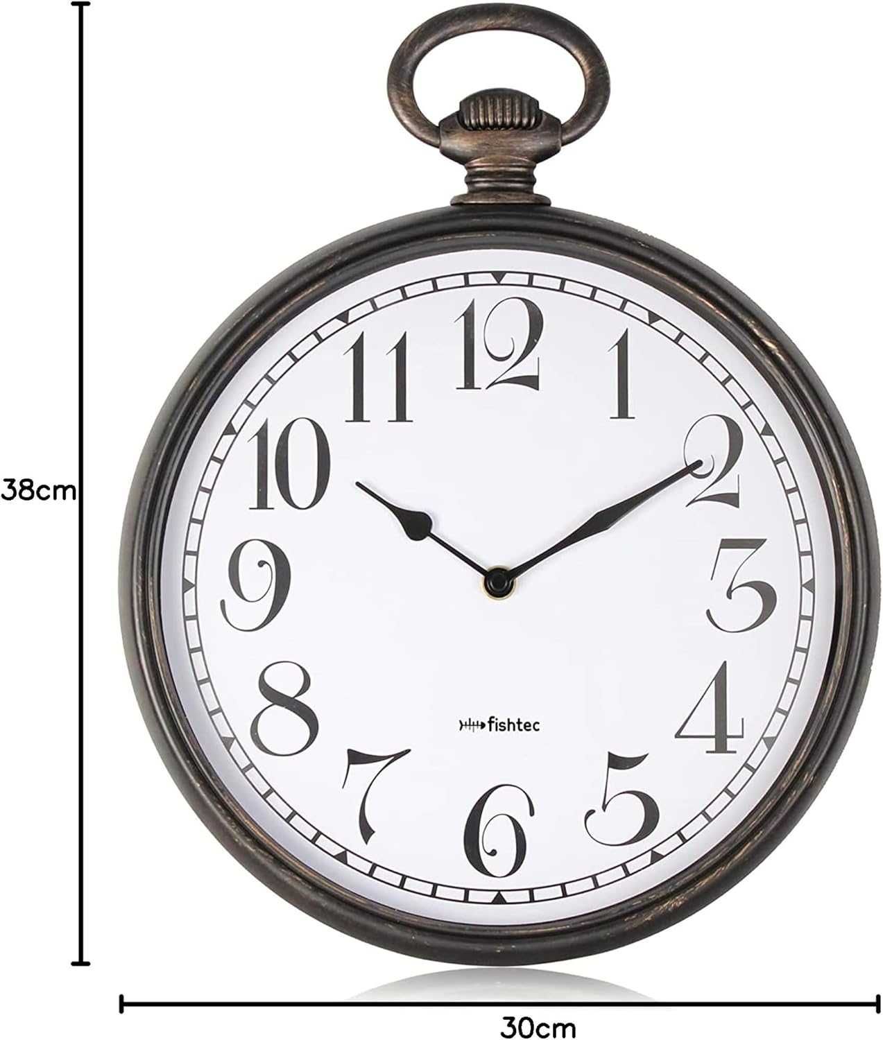 Zegar ścienny Styl Retro Vintage - Czarny / Miedziany 30 cm - FISHTEC