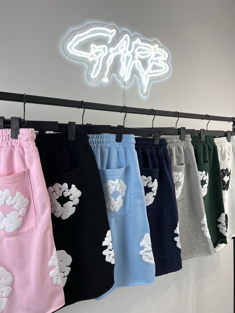 ‼️ШОРТИ DENIM TEARS‼️ / спортивні денім тірс з квітками central cee