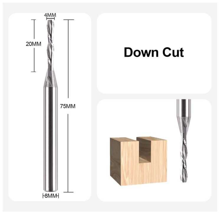 Frez spiralny, uchwyt 8mm, średnica 4mm, długość robocza 20mm SpeTool