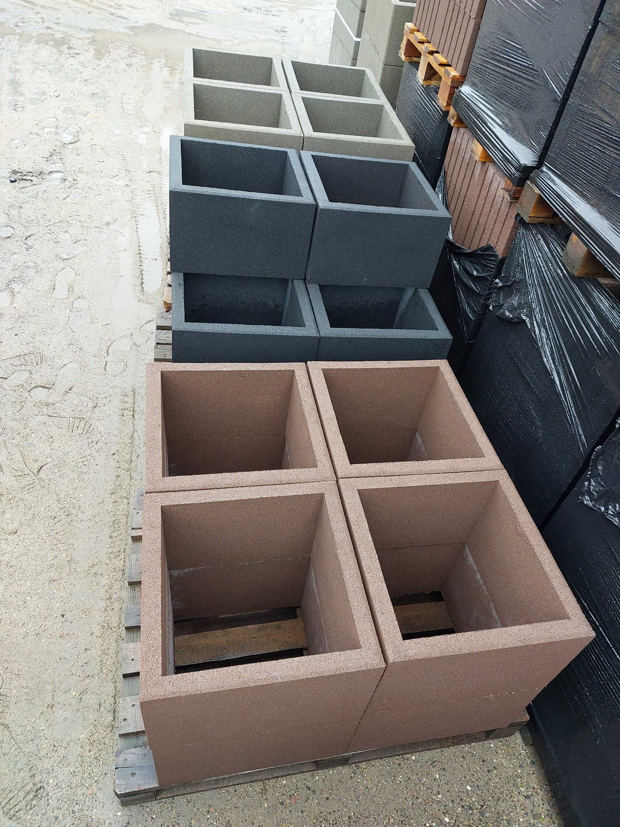 Duże donice betonowe 50x50x30 gazony kwadratowe.Dostawa GRATIS cała PL
