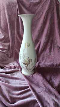 30 cm. Kremowa stara porcelana z złotym wzorem. Wyjątkowy wazon