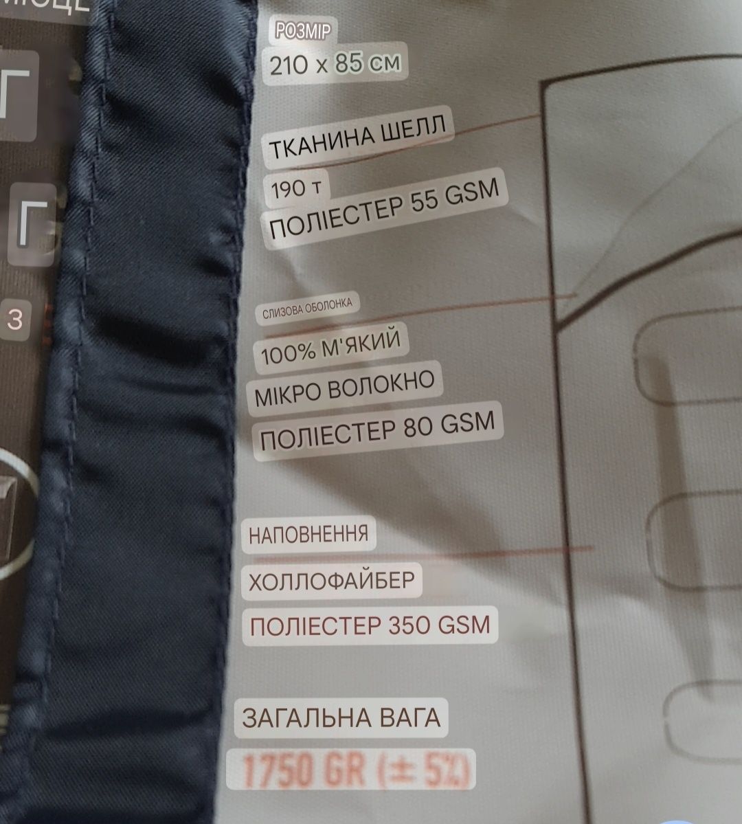 Спальний мішок туристичний