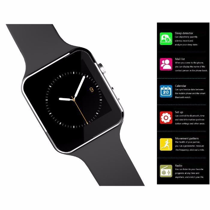 Smartwatch X6 Relógio com Suporte Cartão SIM e Micro SD Cor:Preto