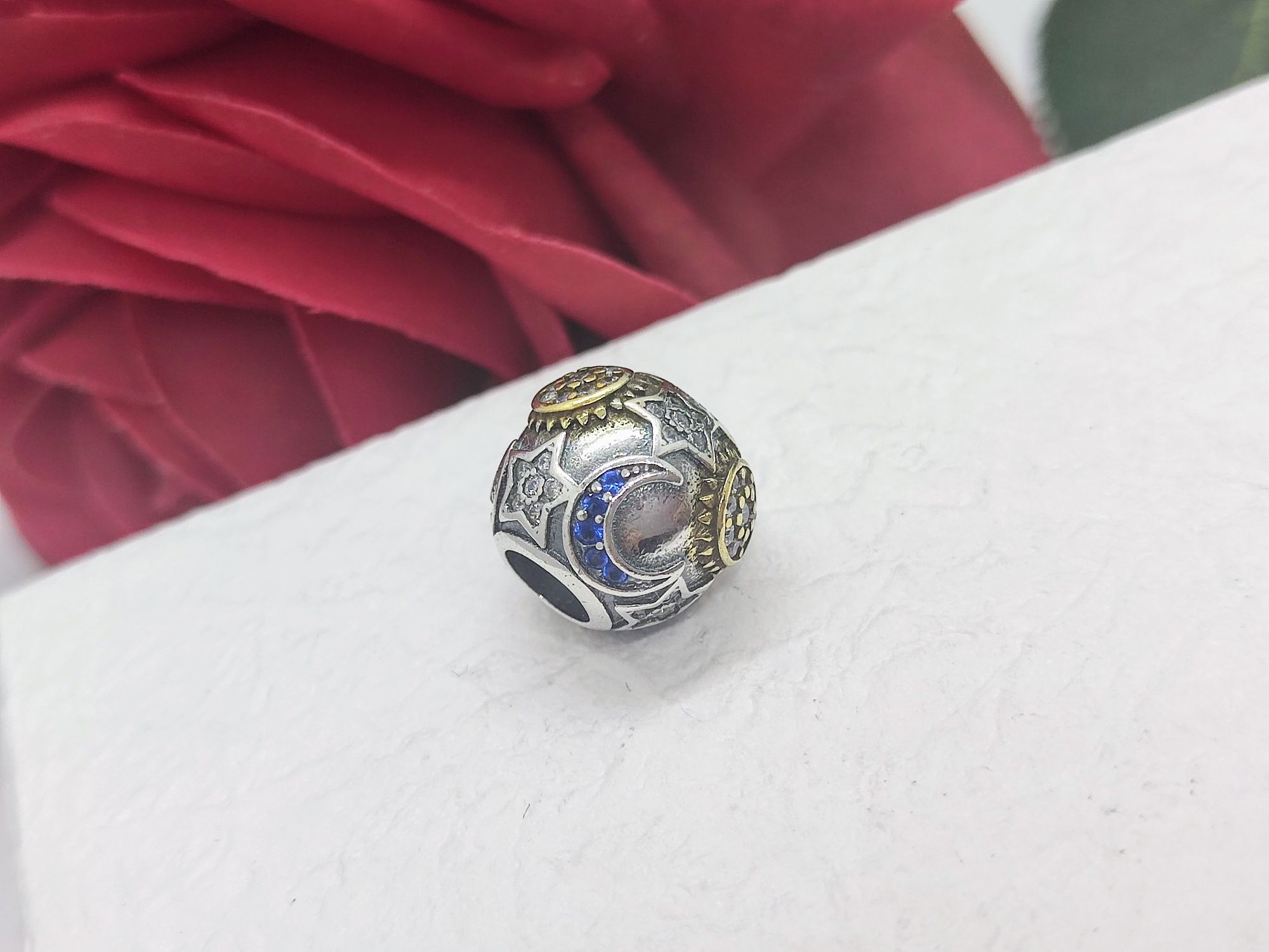 Charm's srebrny kula słońce księżyc srebro S925