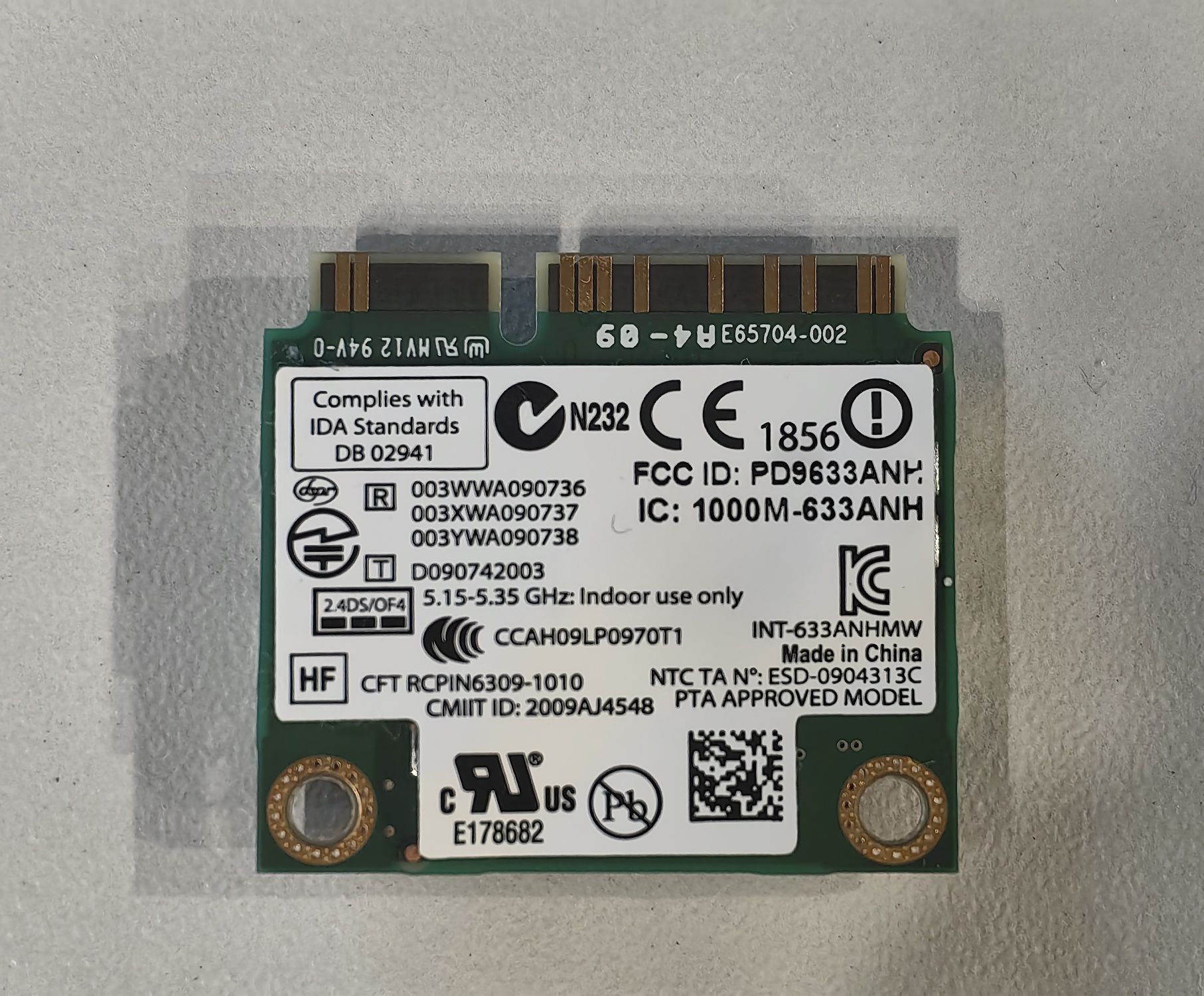 Karta sieciowa Intel 633ANHMW 2,4 GH DPD z Samsung 370R5E