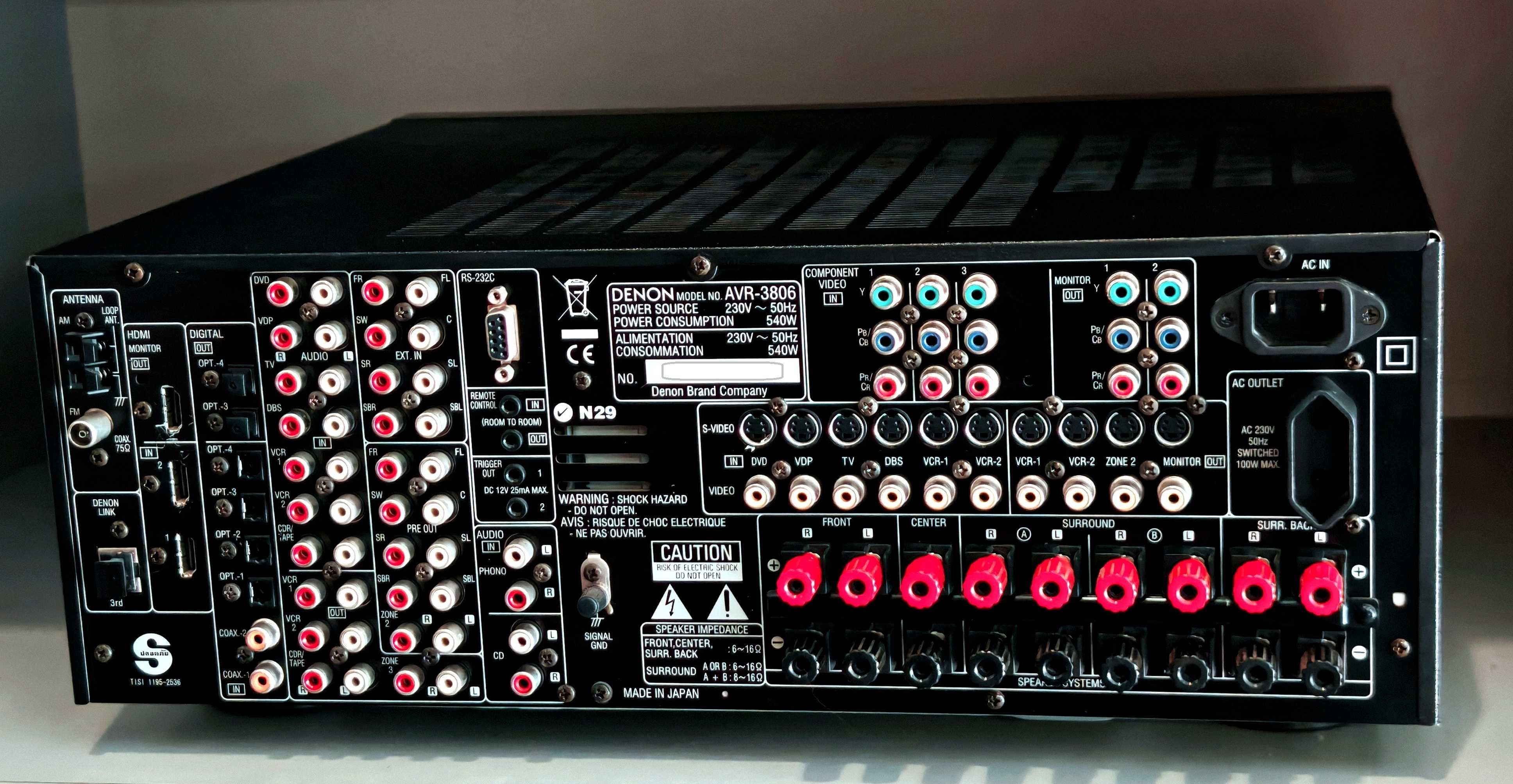 Amplituner Denon AVR-3806 7x160W ALPHA24 Audyssey MultEQ Ethernet HDMI