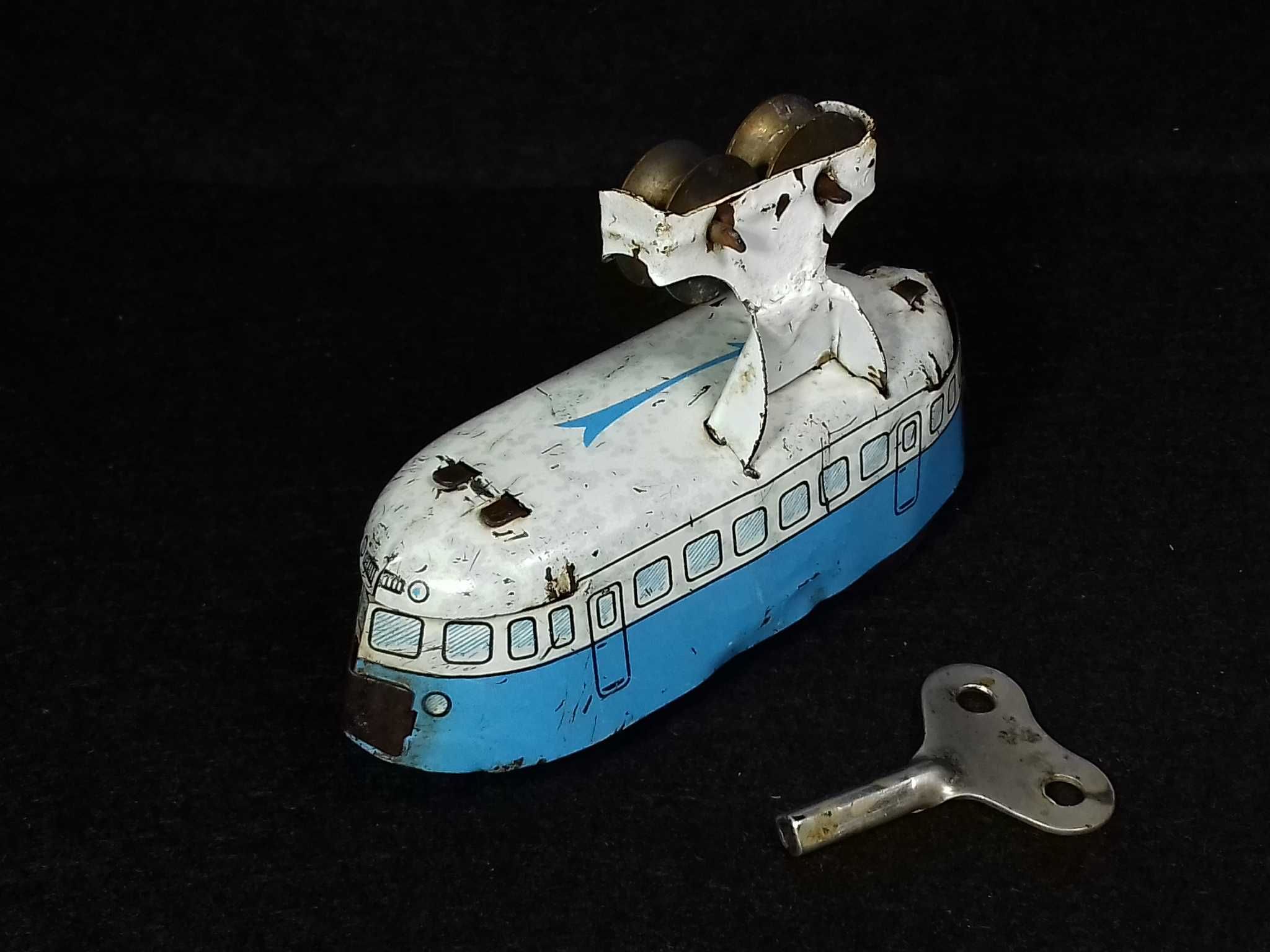 Tin Toy - Elétrico de corda antigo, com chave