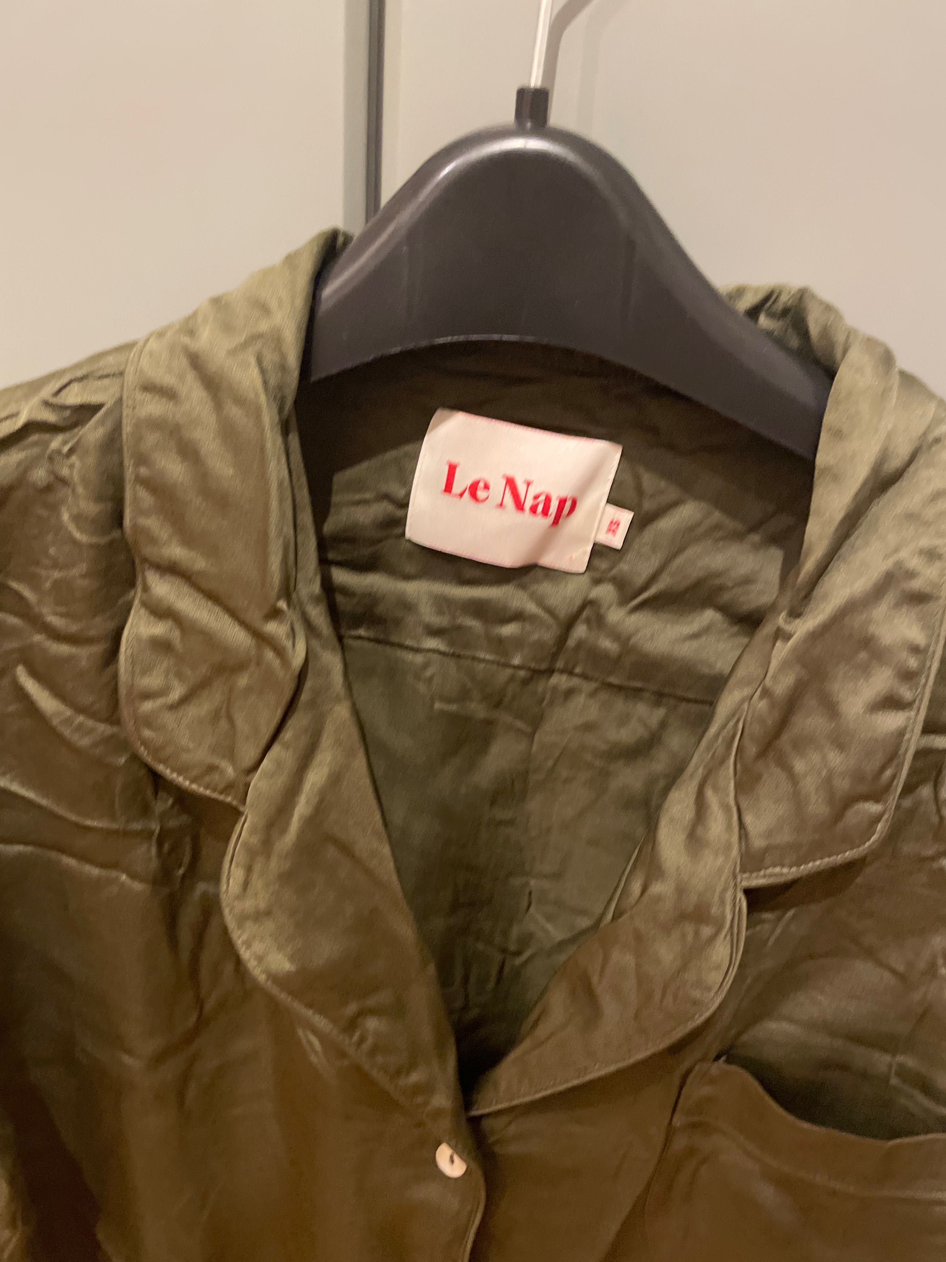Le Nap koszula satynowa khaki guziki pyjamas