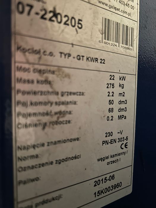 Części do -piec c.o Gamlet 22kw stan bardzo dobry