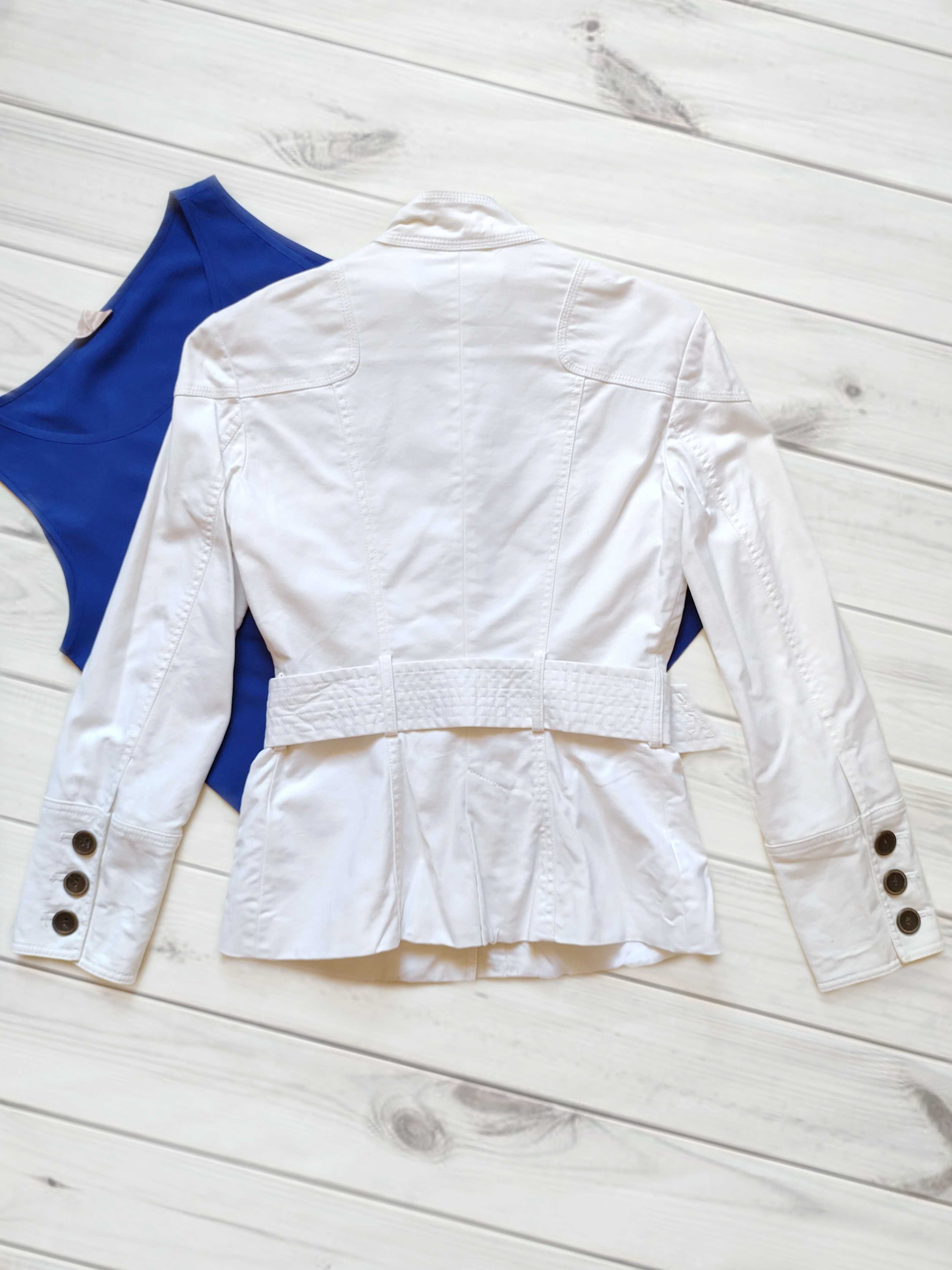 Белая куртка жакет с поясом Zara