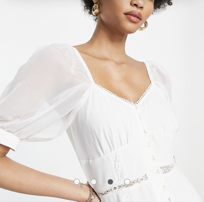 Asos biala sukienka maxi retro pinup aeterie koronkowa slubXS 34