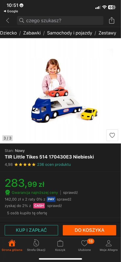 TIR Little Tikes  Niebieski laweta